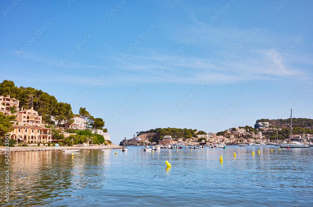 Port de Soller village located on the west coast of Mallorca, Spain.