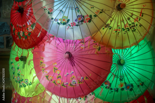 umbrellas made of silk  colorful and beautiful
