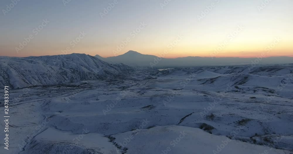 Ararat mountain in the winter sunset,Armenia. Ararat mountain in the winter sunset,Armenia.