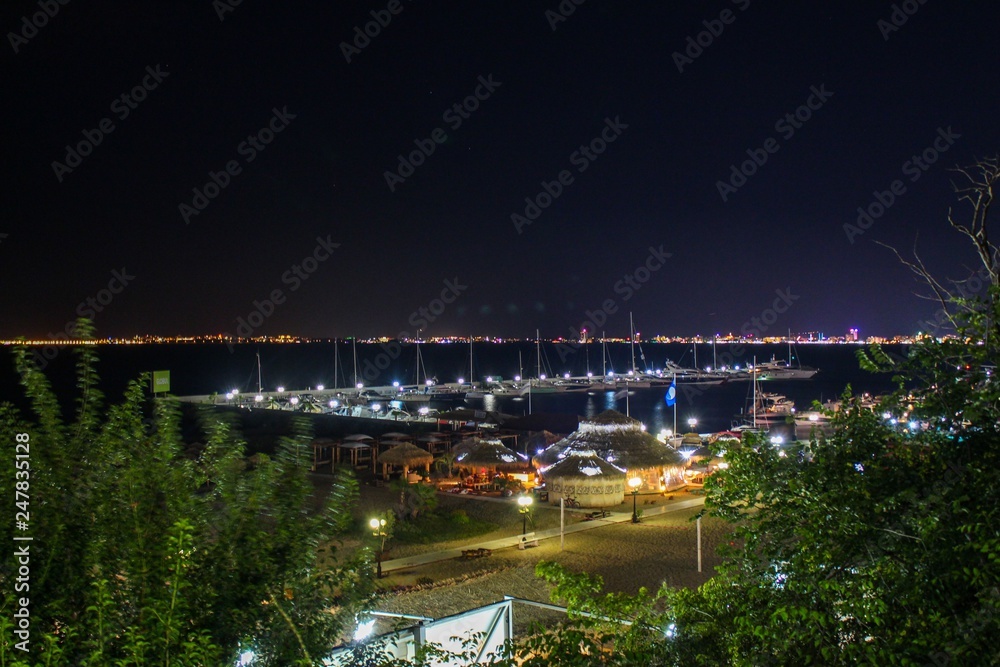Black Sea shore landscape at night