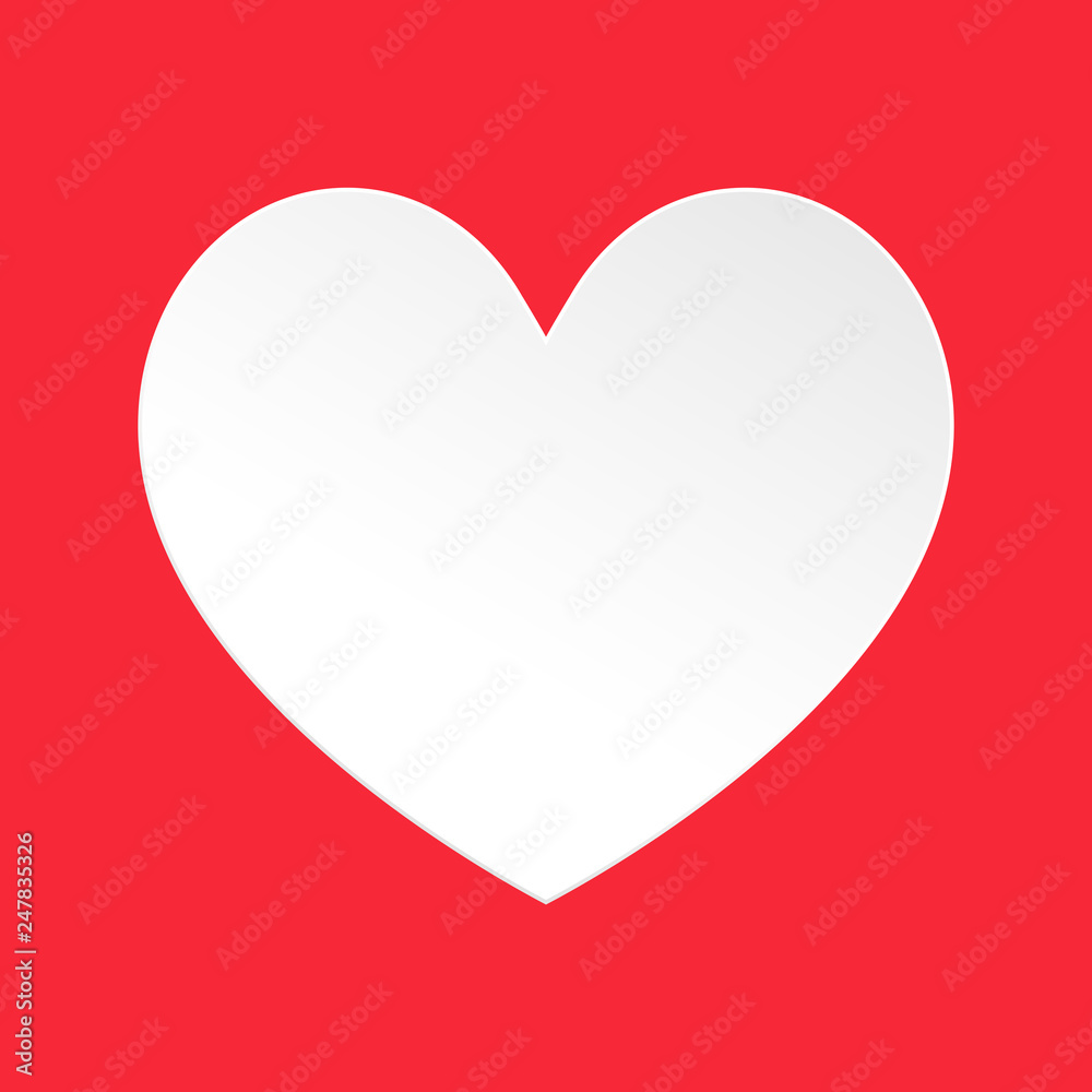 one white heart on red,paper cutting style