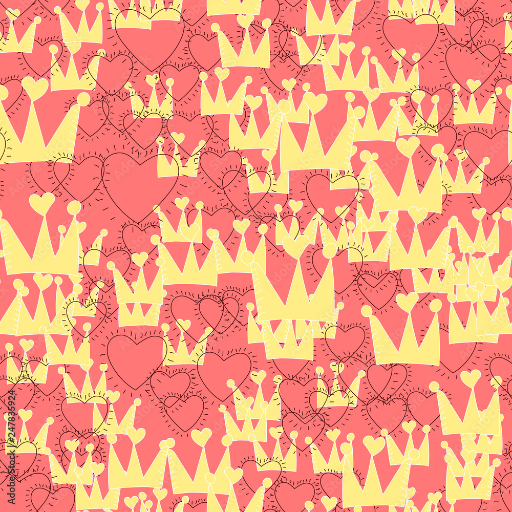 Vintage Crown Pattern For Wallpaper Design Seamless Background Graphic Modern Holiday Decoration Element King Queen Prince Abstract Geometric Logo Little Princess Vector Stock Vector Adobe Stock
