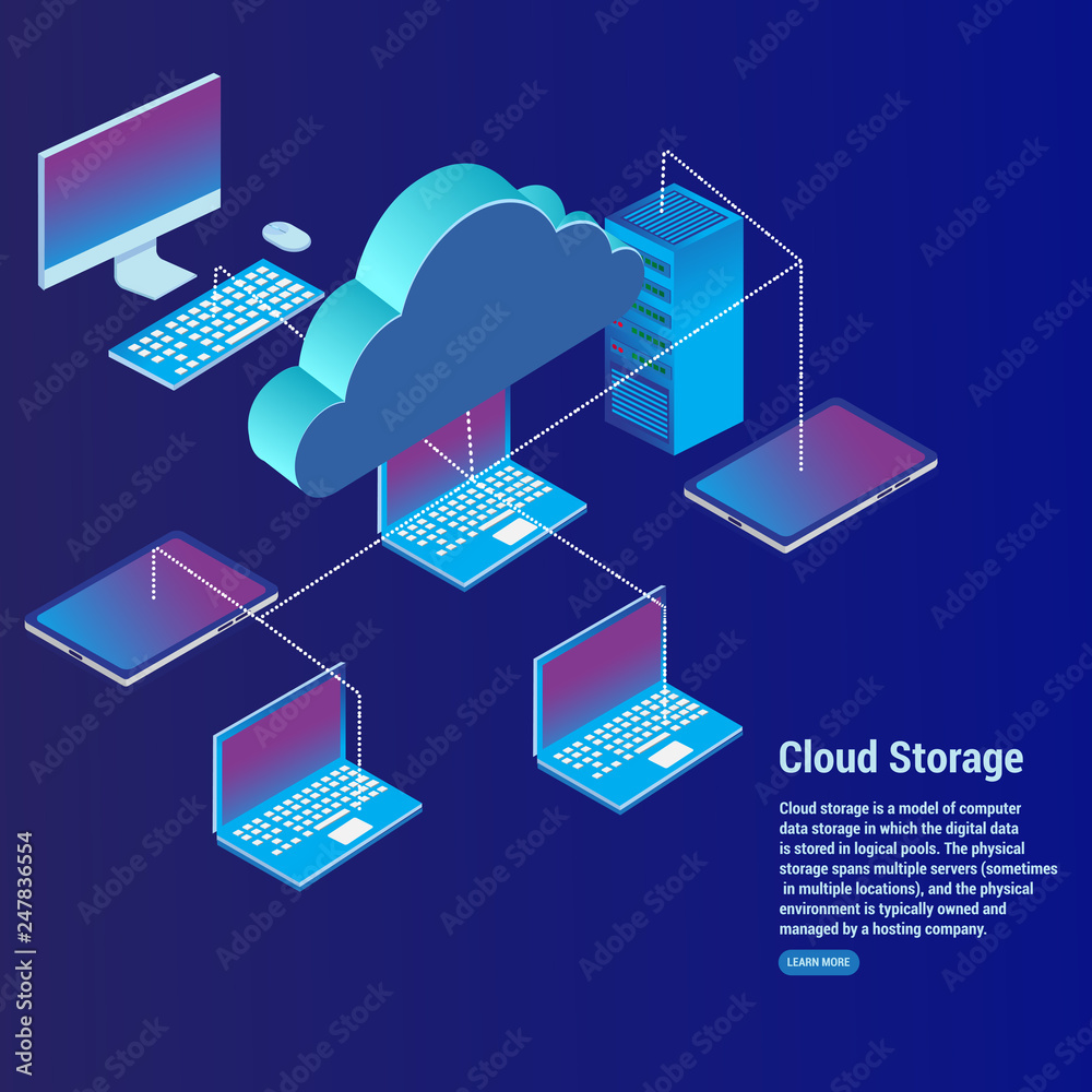 Cloud storage concept data transfer. Vector illustration Cloud storage concept data transfer. Vector illustration