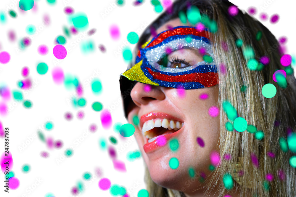 Woman wearing carnival costume. Woman wearing carnival costume.