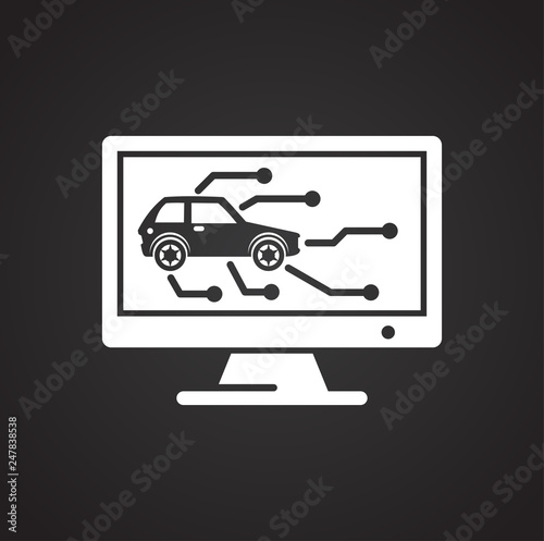 Car service icon on black background for graphic and web design, Modern simple vector sign. Internet concept. Trendy symbol for website design web button or mobile app
