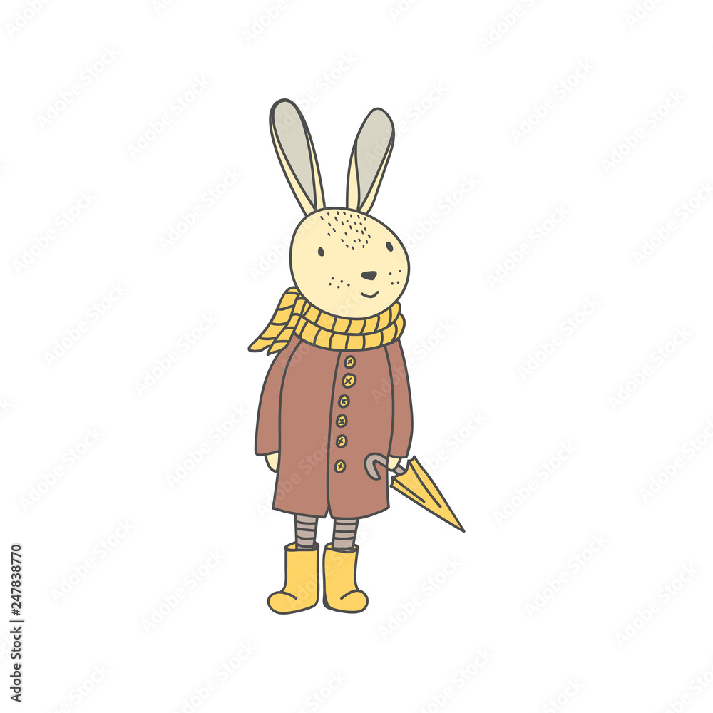 Fototapeta premium Funny bunny character in cartoon style