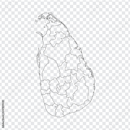Blank map Sri Lanka. High quality map Sri Lanka with provinces on transparent background for your web site design, logo, app, UI. Stock vector. Vector illustration EPS10.  photo