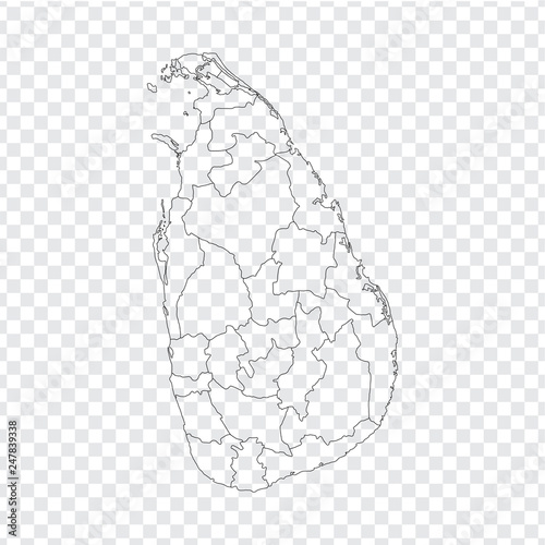 Blank map Sri Lanka. High quality map Sri Lanka with provinces on transparent background for your web site design, logo, app, UI. Stock vector. Vector illustration EPS10. 