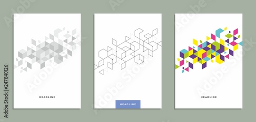 Abstract geometric technological flyer, brochure, corporate identity.