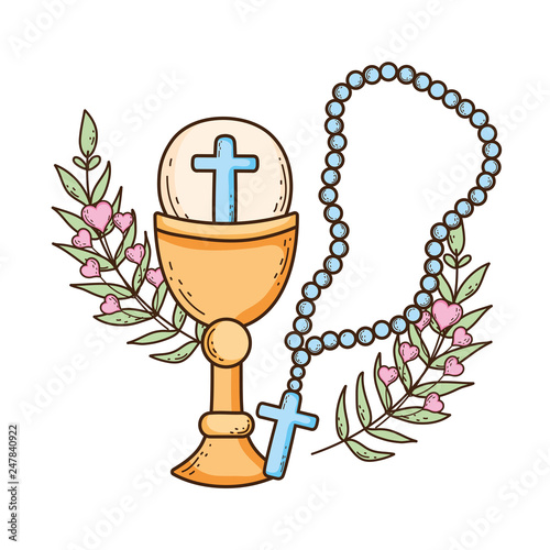 sacred chalice with rosary