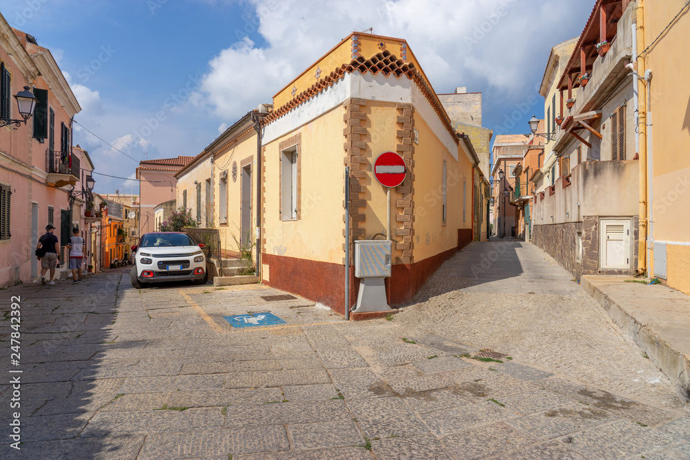 La Maddalena. Narrow medieaval streets of town