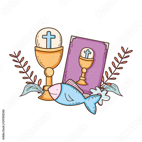 sacred chalice with holy bible
