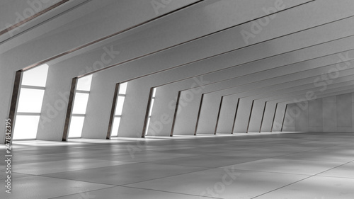 Empty abstract modern concrete interior. 3D illustration. 3D rendering.