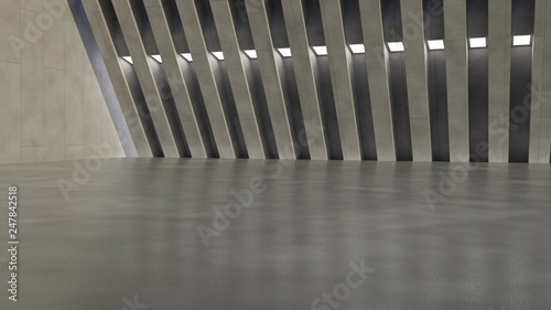 Empty abstract modern concrete interior. 3D illustration. 3D rendering.