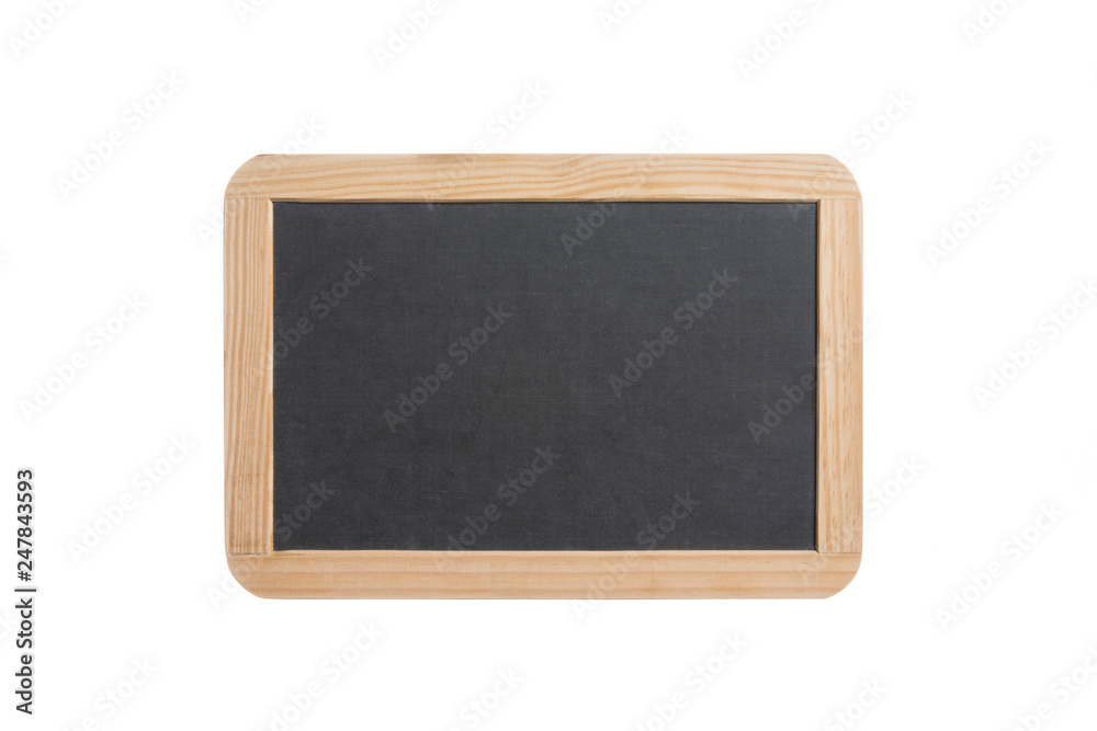 Blank slate board with wooden frame, isolated on white background Blank slate board with wooden frame, isolated on white background