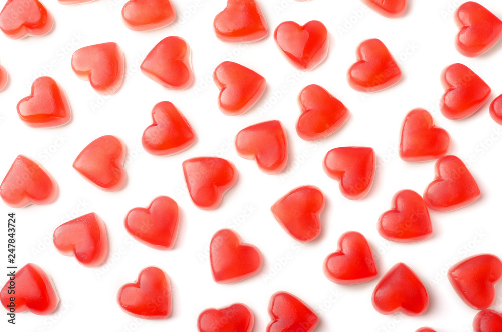 Red jelly candy hearts Red jelly candy hearts