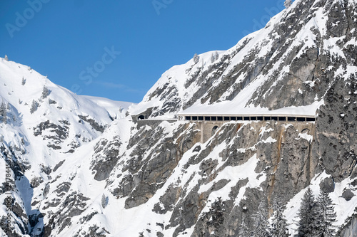 Flexenpass Street in Winter, Vorarlberg, Austria, Europe photo