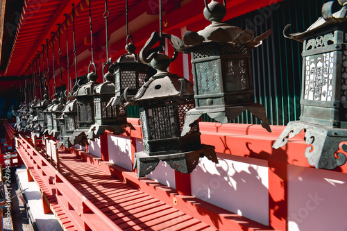 Iron Japanese Lamps in Kasuga Taisha shrine in Nara Japan