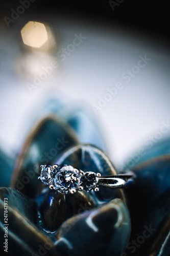  wedding ring on bokeh background