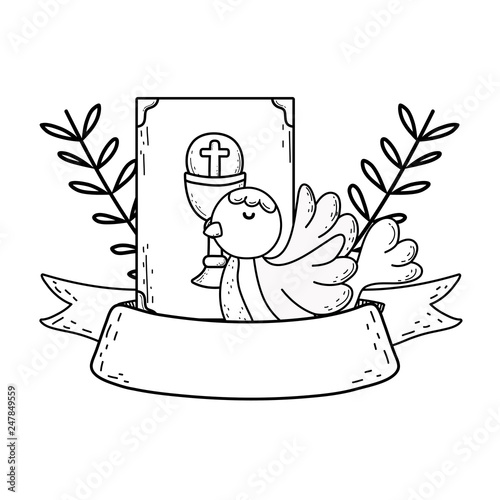 holy bible book with dove bird