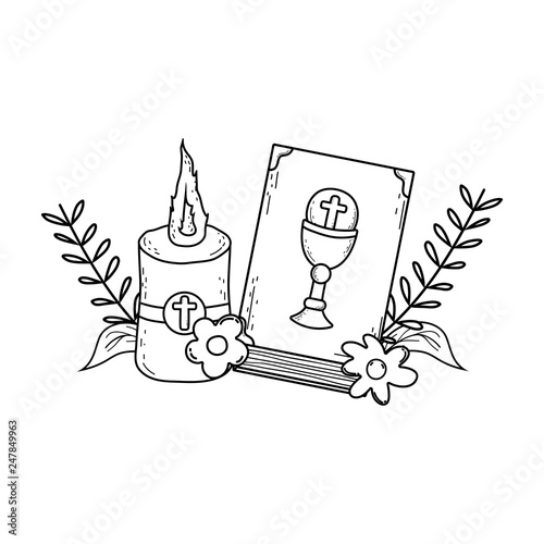 holy bible book with candle