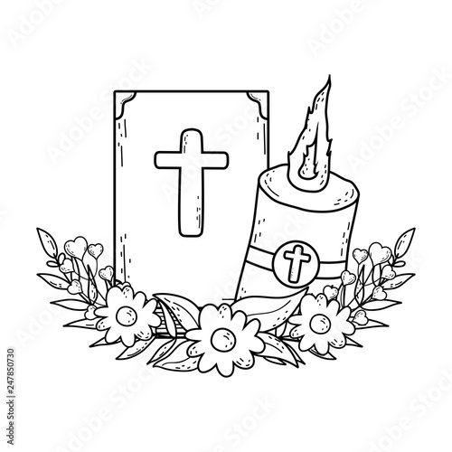 holy bible book with candle
