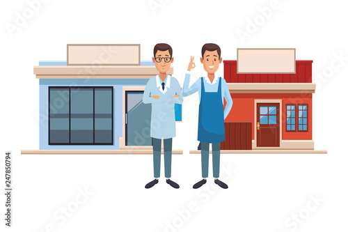 pharmacy and restaurant cartoon