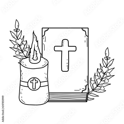 holy bible book with candle