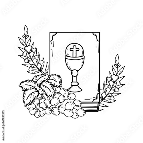 holy bible book with grapes fruits