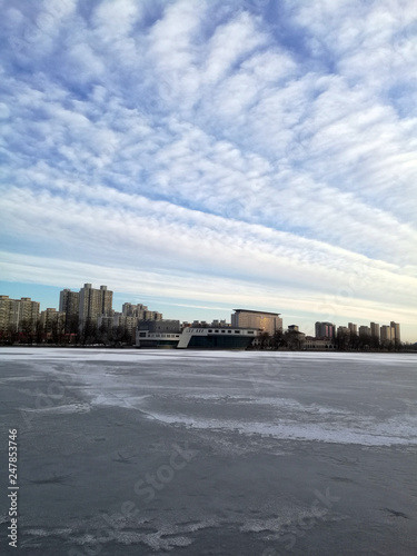 Waterfront City winter scenery
