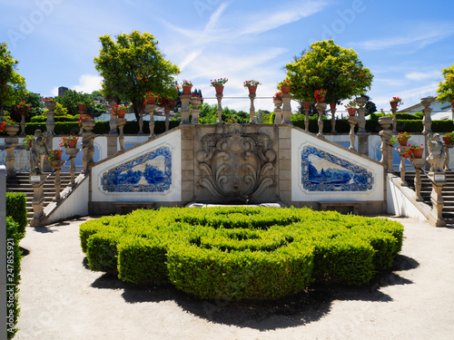 Beautiful staircase with antique motives in the Botanical Garden of the University of Coimbra in Portugal. The garden from 18th century is considered one of the most beautiful of Europe. Sep 4th 2018