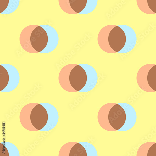 Seamless geometric pattern vector background vintage retro design colorful art with circle round ellipse shapes pink brown blue yellow