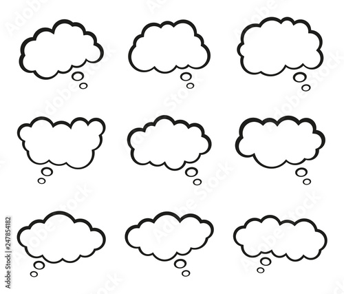 Cloud speech bubbles collection. Vector