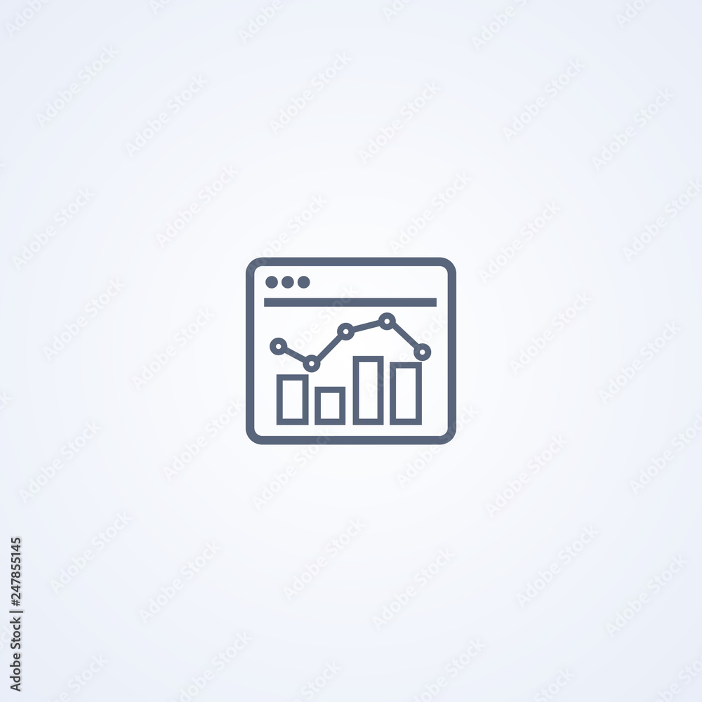Bar chart analytics, vector best gray line icon Bar chart analytics, vector best gray line icon