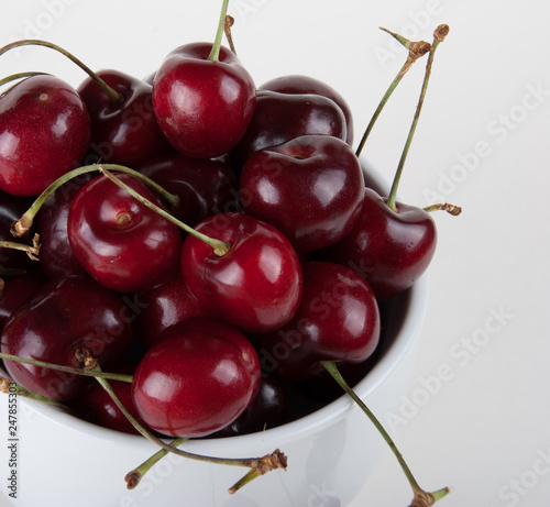 Cherry in the cup. Juice Fresh Summer Cherries ready to be served. 