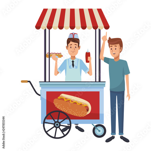 hot dog cart cartoon