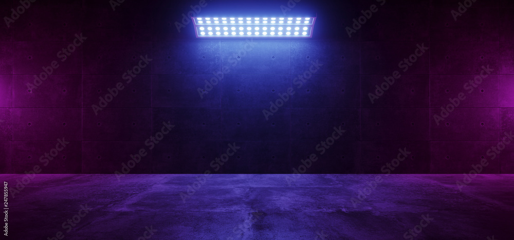 Futuristic Neon Led Glowing Blue Pantone Dark Garage Showroom Ca Stock  Photo by ©ivanmollovPhoto 343164932