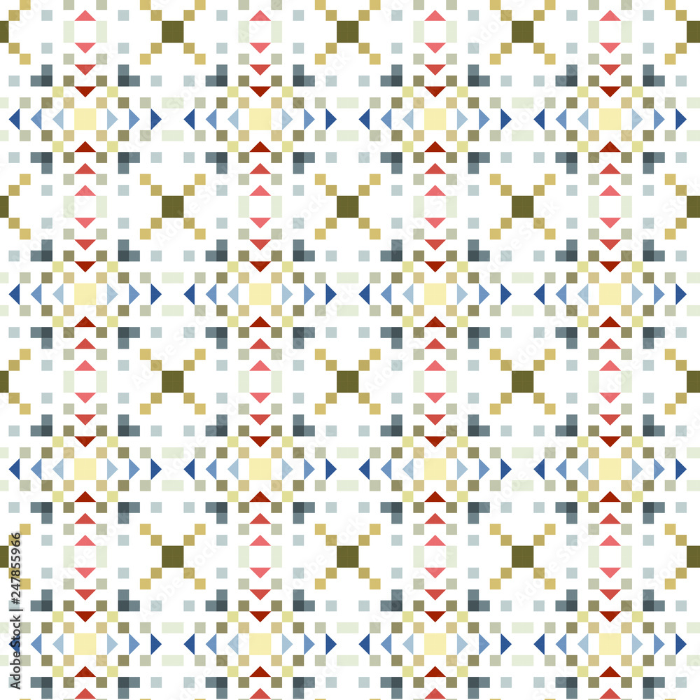 Fototapeta premium GEOMETRIC VECTOR SEAMLESS PATTERN ILLUSTRATION IN WARM COLORS