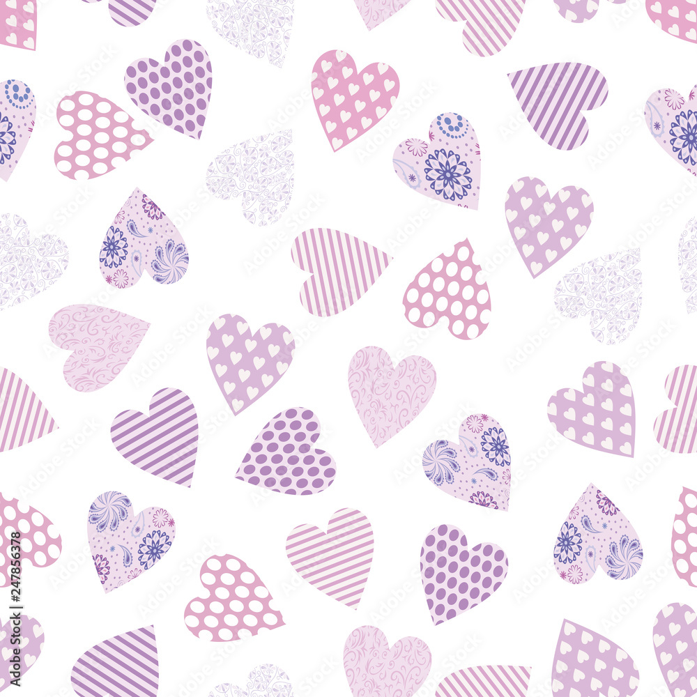 Seamless geometric vector pattern with hearts. Vector repeating texture. Stylish Valentines day background Seamless geometric vector pattern with hearts. Vector repeating texture. Stylish Valentines day background