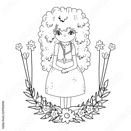 little girl with wreath flowers communion celebration