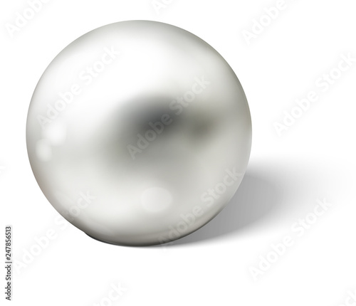 Silver or chrome ball isolated on transparent background. Spherical 3D sphere with glares and highlights for decoration. Jewellery gemstone. Vector Illustration.