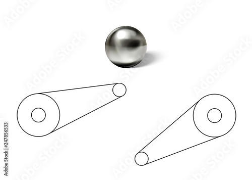 Steel pinball ball on white surface realistic vector