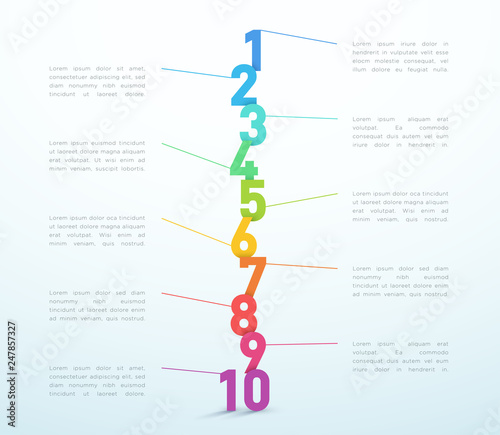 Number Steps 1 to 10 Infographic Vector Design