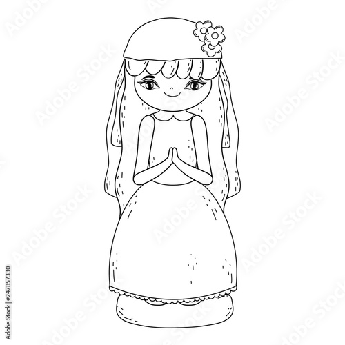 little girl in first communion celebration