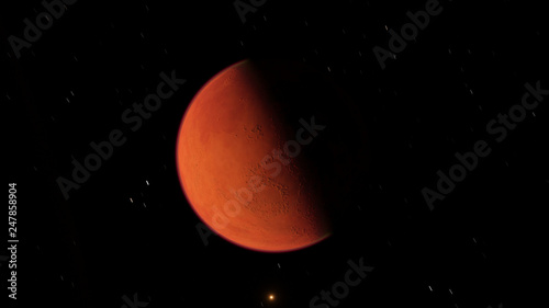 Exoplanet 3D illustration planet orange fire hot against a black sky (Elements of this image furnished by NASA)
