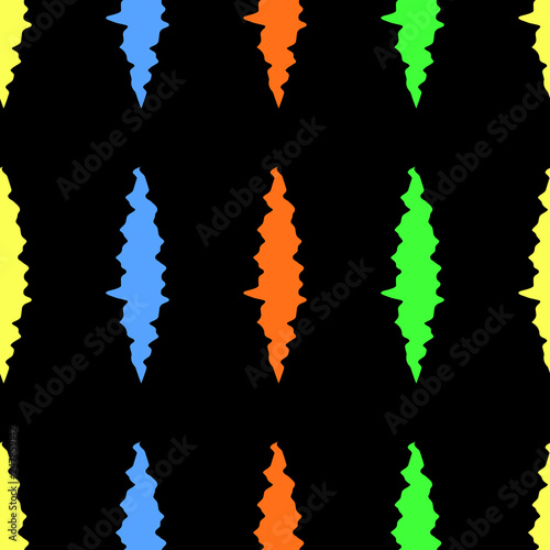 Seamless geometric pattern vector background design colorful art with shapes looking like scratches made by a wild animal blue orange green yellow black