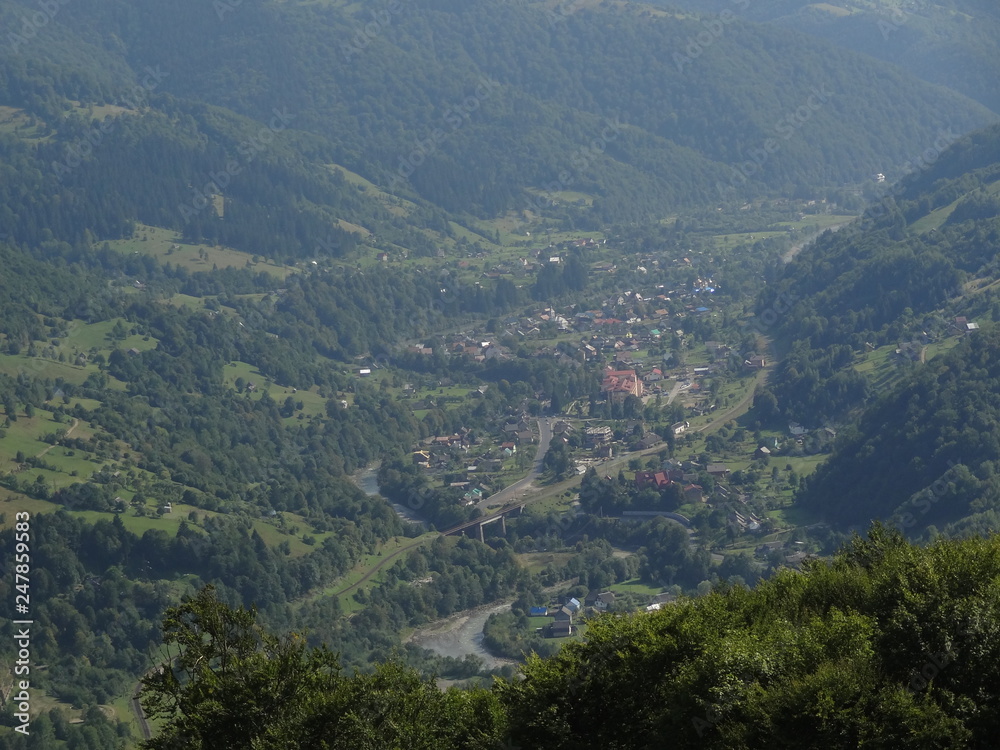 village Kvasy in the Carpathians mountains