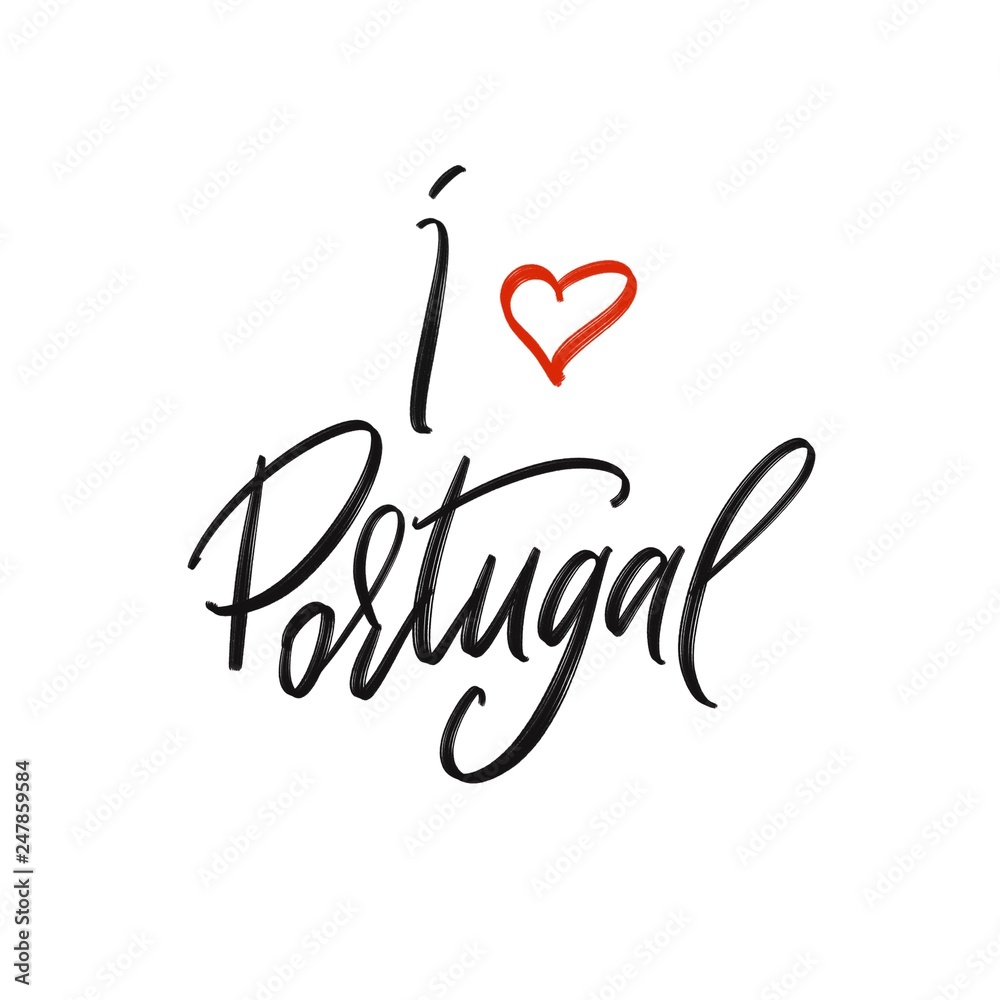 I love Portugal handwriting calligraphy, isolated on white background. 