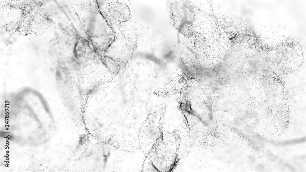 3d ink effect advection in 4k. Black particles in stream of invisible ...
