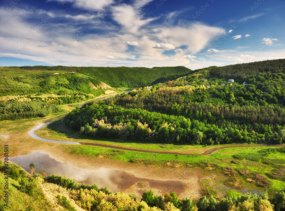 Fototapeta premium spring valley. canyon of the picturesque river